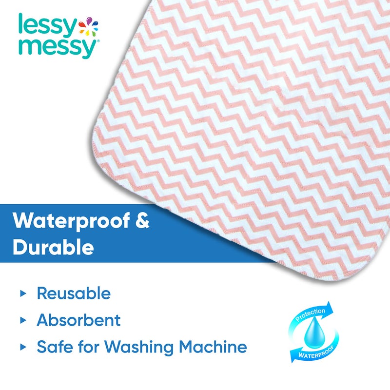 Lessy Messy Waterproof Baby Changing Pad for Dresser - Extra Large Diaper Changing Mat | High-Temperature Safe & Easy to Clean | Portable Travel Changing Pad (Peach Chevron) - Image 4